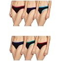 Fabme Women's Black with Multicolur Band Cotton Panties - Pack of 6 - (Small, 80 cm, 30 inch.)(Colors and Prints May Vary)