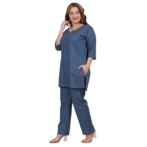 Fabme Womens Cotton Printed Straight Night Suit