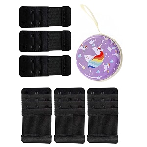 fabme black bra extender with attached elastic in zip bag pack of 6