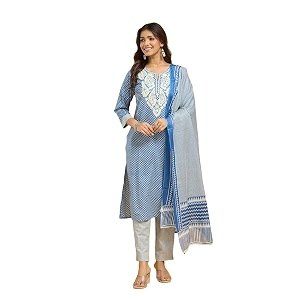 Fabnu by Fabindia Womens Cotton Embroidered Kurta
