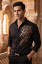 FABPLANET Men Slim Fit Embellished Spread Collar