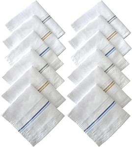 fabreez large cotton hanky for men striped xxl  size 46 x 46 cm white handkerchief