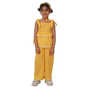 FABRIC FITOOR Kids Cottons Yellow Colour Checks