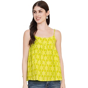 FABRIC FITOOR Womens Light Green Color Geometric