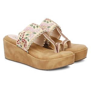 Fabric Platform Low Heel Wedges For Women