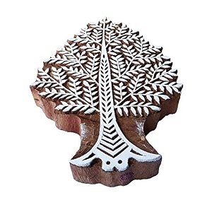 fabric wood block large cedar tree shape big printing stamp