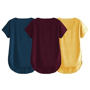 fabricorn combo of three cotton v-neck up down short sleeve tshirt for women pack of 3