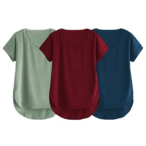 fabricorn combo of three cotton v-neck up down short sleeve tshirt for women pack of 3