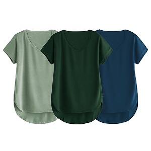 fabricorn combo of three cotton v-neck up down short sleeve tshirt for women pack of 3