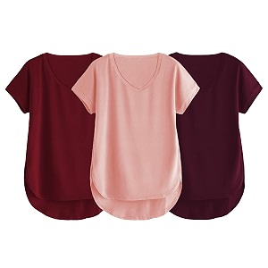 fabricorn combo of three cotton v-neck up down short sleeve tshirt for women pack of 3