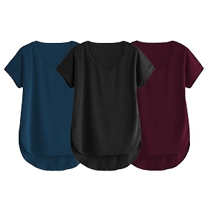 fabricorn combo of three cotton v-neck up down short sleeve tshirt for women pack of 3