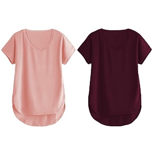 fabricorn combo of three cotton v-neck up down short sleeve tshirt for women pack of 3