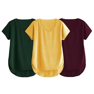 fabricorn combo of three cotton v-neck up down short sleeve tshirt for women pack of 3