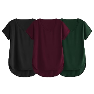 fabricorn combo of three cotton v-neck up down short sleeve tshirt for women pack of 3