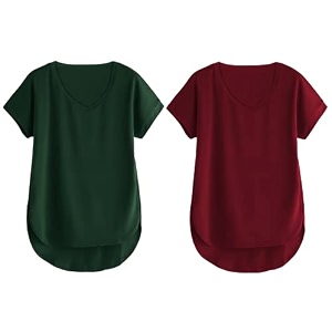 fabricorn combo of three cotton v-neck up down short sleeve tshirt for women pack of 3