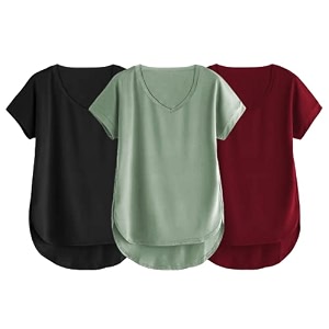 fabricorn combo of three cotton v-neck up down short sleeve tshirt for women pack of 3