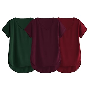 fabricorn combo of three cotton v-neck up down short sleeve tshirt for women pack of 3