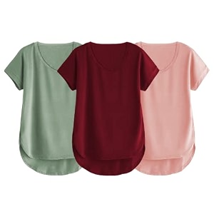 fabricorn combo of three cotton v-neck up down short sleeve tshirt for women pack of 3