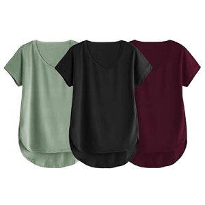 fabricorn combo of three cotton v-neck up down short sleeve tshirt for women pack of 3