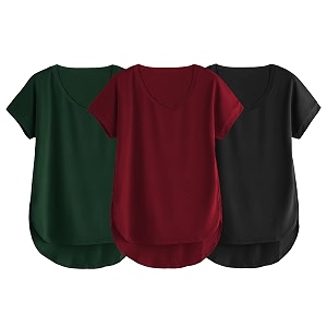 fabricorn combo of three cotton v-neck up down short sleeve tshirt for women pack of 3