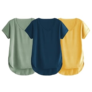 fabricorn combo of three cotton v-neck up down short sleeve tshirt for women pack of 3
