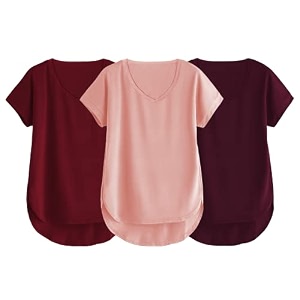 fabricorn combo of three cotton v-neck up down short sleeve tshirt for women pack of 3