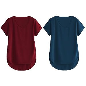 fabricorn combo of three cotton v-neck up down short sleeve tshirt for women pack of 3