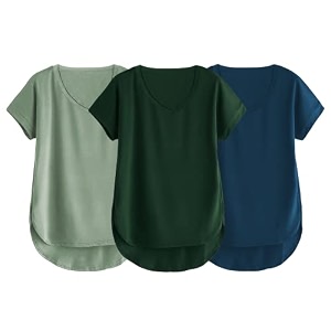 fabricorn combo of three cotton v-neck up down short sleeve tshirt for women pack of 3