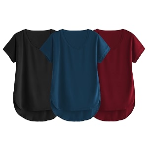 fabricorn combo of three cotton v-neck up down short sleeve tshirt for women pack of 3