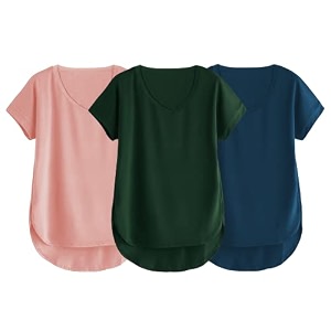 fabricorn combo of three cotton v-neck up down short sleeve tshirt for women pack of 3