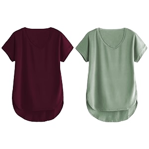 fabricorn combo of three cotton v-neck up down short sleeve tshirt for women pack of 3