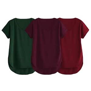 fabricorn combo of three cotton v-neck up down short sleeve tshirt for women pack of 3