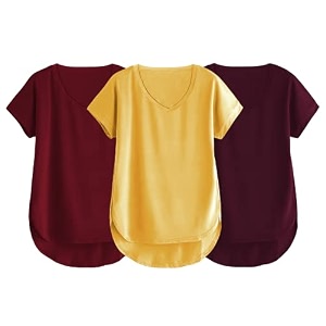 fabricorn combo of three cotton v-neck up down short sleeve tshirt for women pack of 3