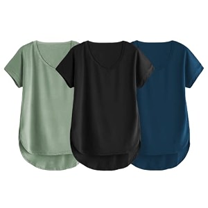 fabricorn combo of three cotton v-neck up down short sleeve tshirt for women pack of 3