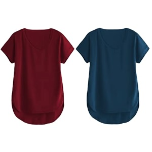 fabricorn combo of three cotton v-neck up down short sleeve tshirt for women pack of 3