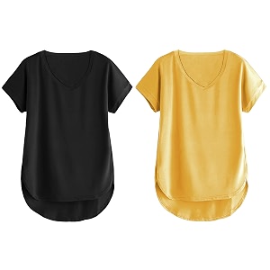 fabricorn combo of three cotton v-neck up down short sleeve tshirt for women pack of 3