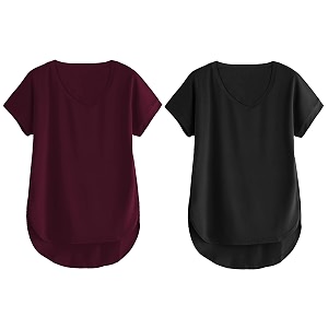 fabricorn combo of three cotton v-neck up down short sleeve tshirt for women pack of 3