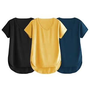 fabricorn combo of three cotton v-neck up down short sleeve tshirt for women pack of 3
