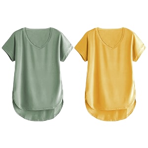 fabricorn combo of three cotton v-neck up down short sleeve tshirt for women pack of 3