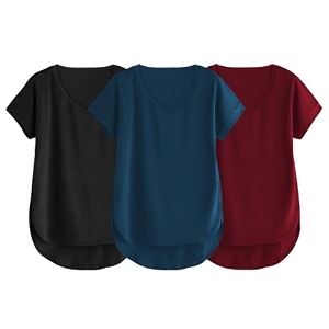 fabricorn combo of three cotton v-neck up down short sleeve tshirt for women pack of 3