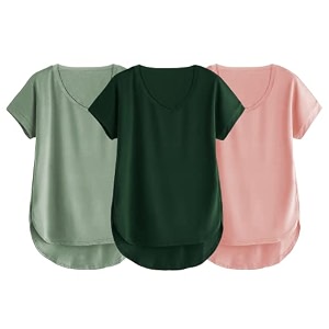 fabricorn combo of three cotton v-neck up down short sleeve tshirt for women pack of 3