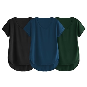 fabricorn combo of three cotton v-neck up down short sleeve tshirt for women pack of 3