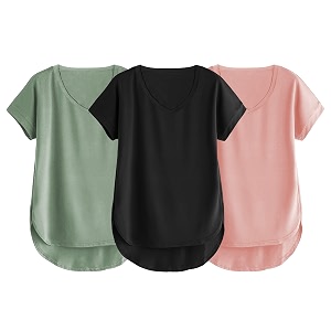 fabricorn combo of three cotton v-neck up down short sleeve tshirt for women pack of 3