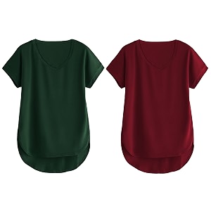fabricorn combo of three cotton v-neck up down short sleeve tshirt for women pack of 3