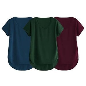fabricorn combo of three cotton v-neck up down short sleeve tshirt for women pack of 3