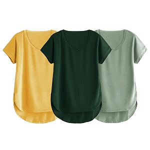 fabricorn combo of three cotton v-neck up down short sleeve tshirt for women pack of 3