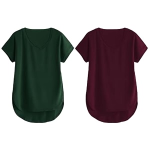 fabricorn combo of three cotton v-neck up down short sleeve tshirt for women pack of 3
