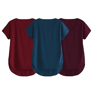 fabricorn combo of three cotton v-neck up down short sleeve tshirt for women pack of 3