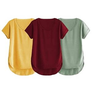 fabricorn combo of three cotton v-neck up down short sleeve tshirt for women pack of 3