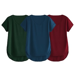 fabricorn combo of three cotton v-neck up down short sleeve tshirt for women pack of 3